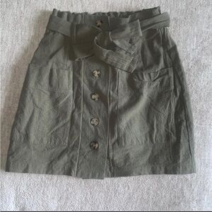 Elegant Olive Button-Down Pencil Skirt